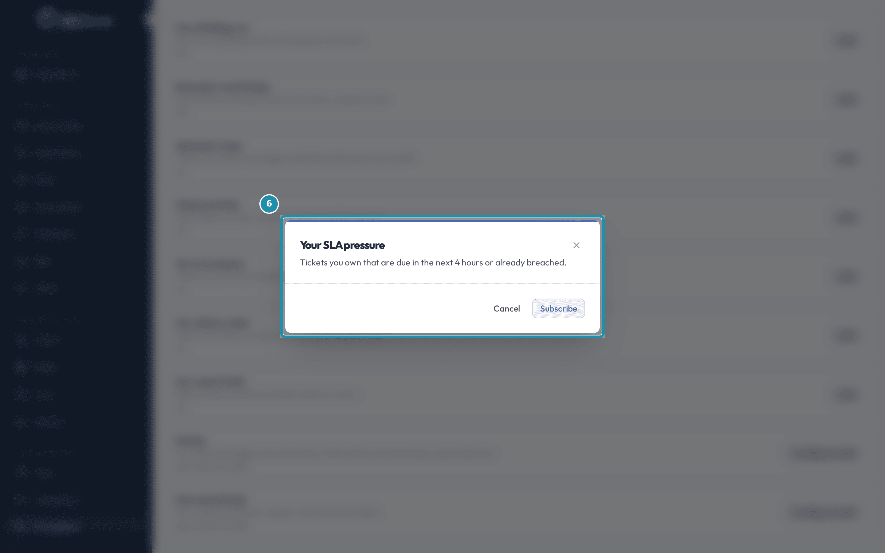 The Your SLA pressure confirmation dialog with Cancel and Subscribe.