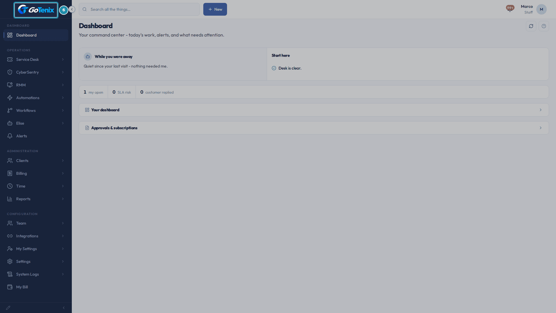The sidebar's brand card at top left, showing the logo.